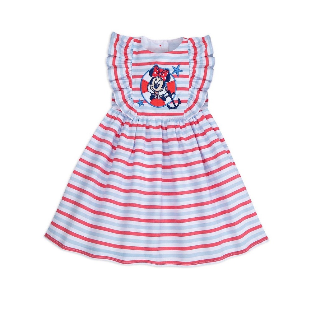 DISNEY STORE Girls Toddler 9-12 Months Red White Minnie Mouse Nautical Dress